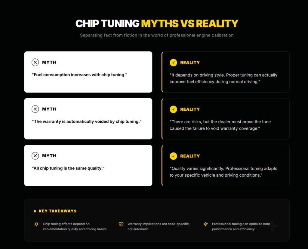 Chiptuning: mitos frente a realidad. Una infografía que desmonta los mitos del chiptuning